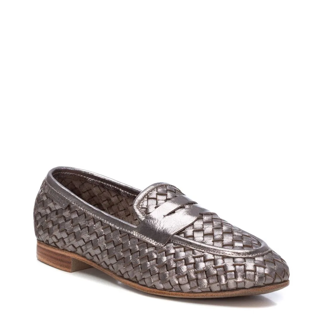 CARMELA Pewter Woven Leather Loafers 161302