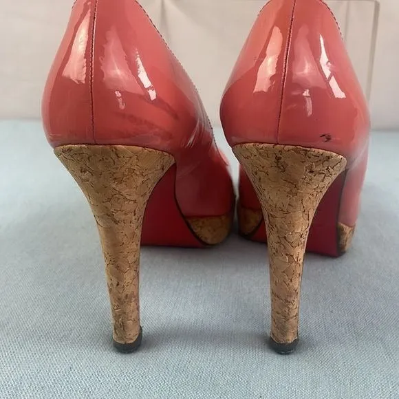 ChristianLouboutin Pink Patent With Cork Heels