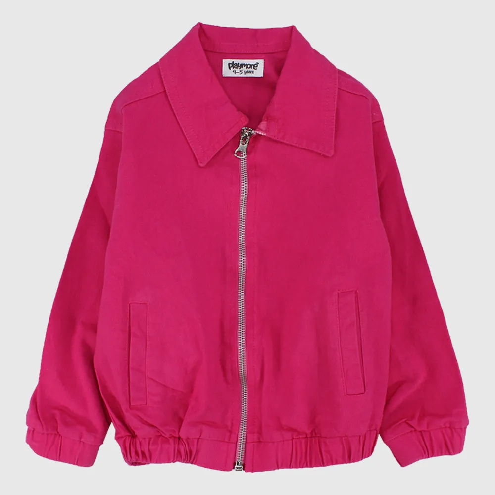 Fuchsia Long-Sleeved Gabardine Jacket