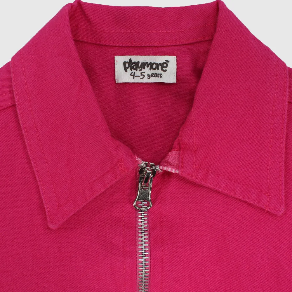 Fuchsia Long-Sleeved Gabardine Jacket