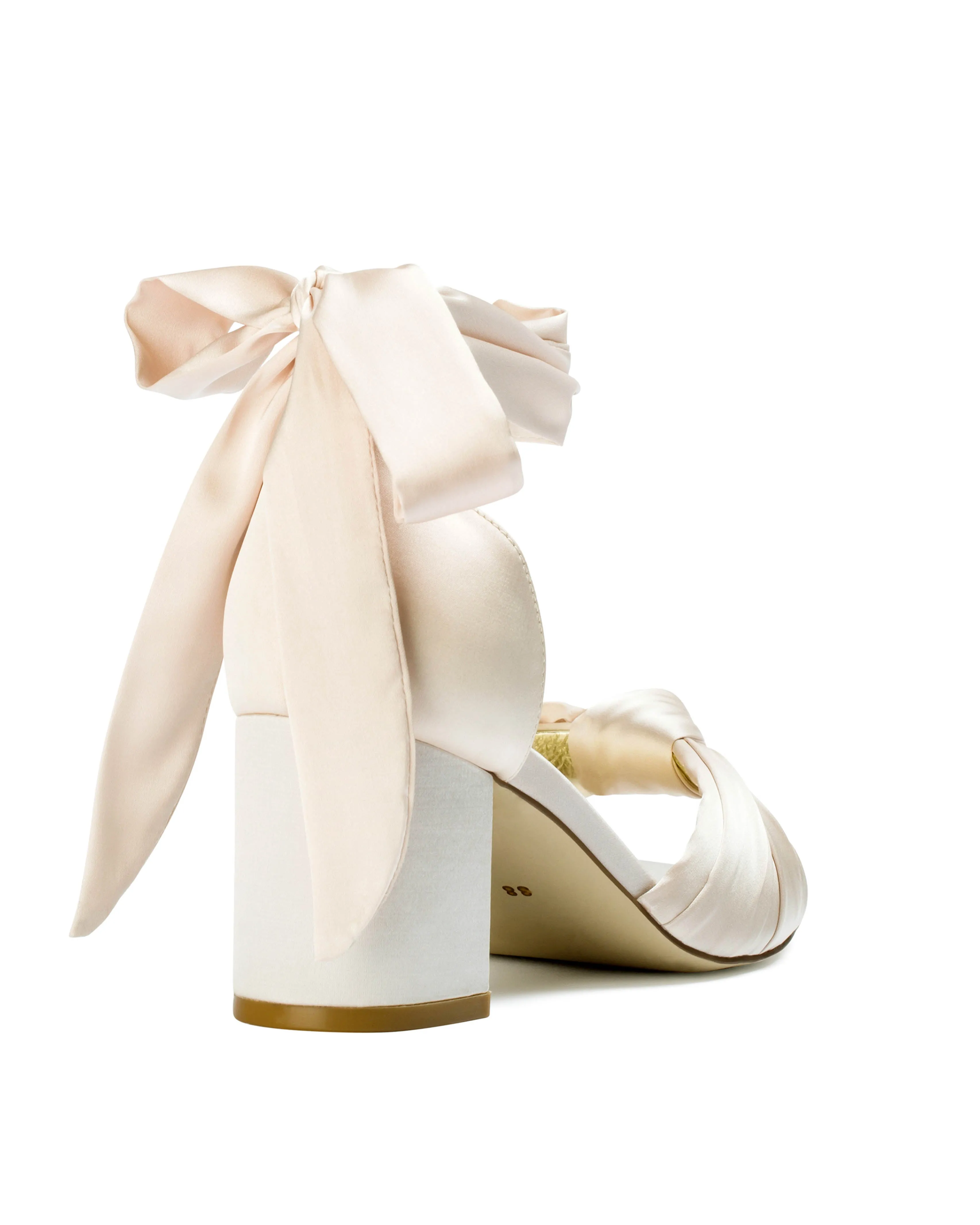 HONEY - LIGHT BEIGE SATIN BOW WEDDING SANDALS