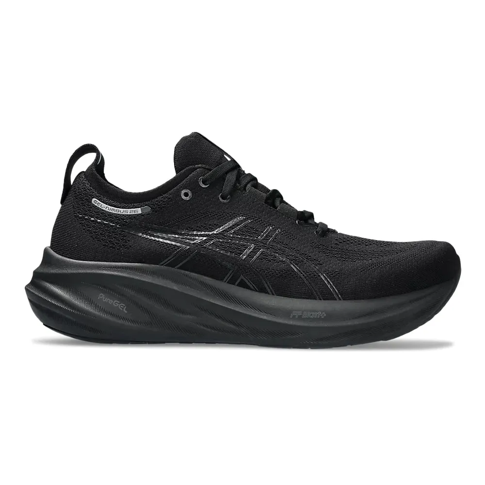 Men's ASICS GEL-Nimbus 26, Black/Black, 14 2E Wide