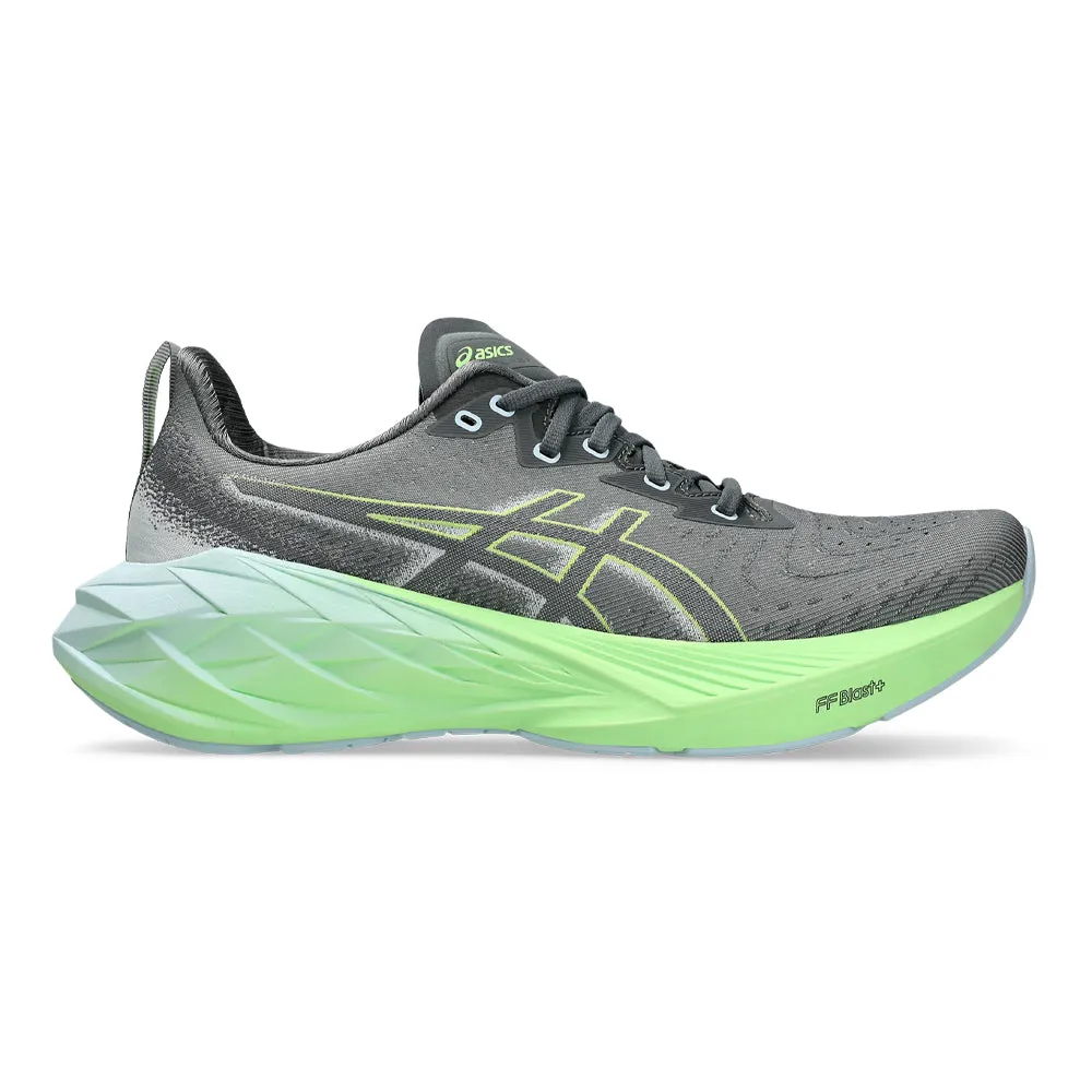 Men's ASICS Novablast 4, Steel Grey/Electric Lime, 10 D Medium