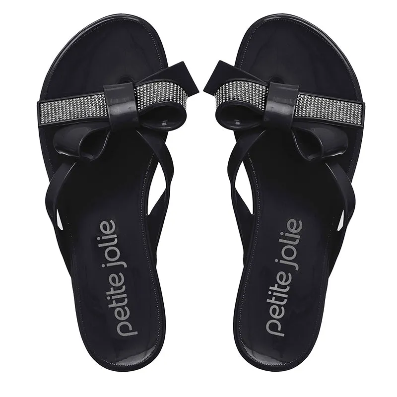 Preto Grafite Crystal Bow Sandal