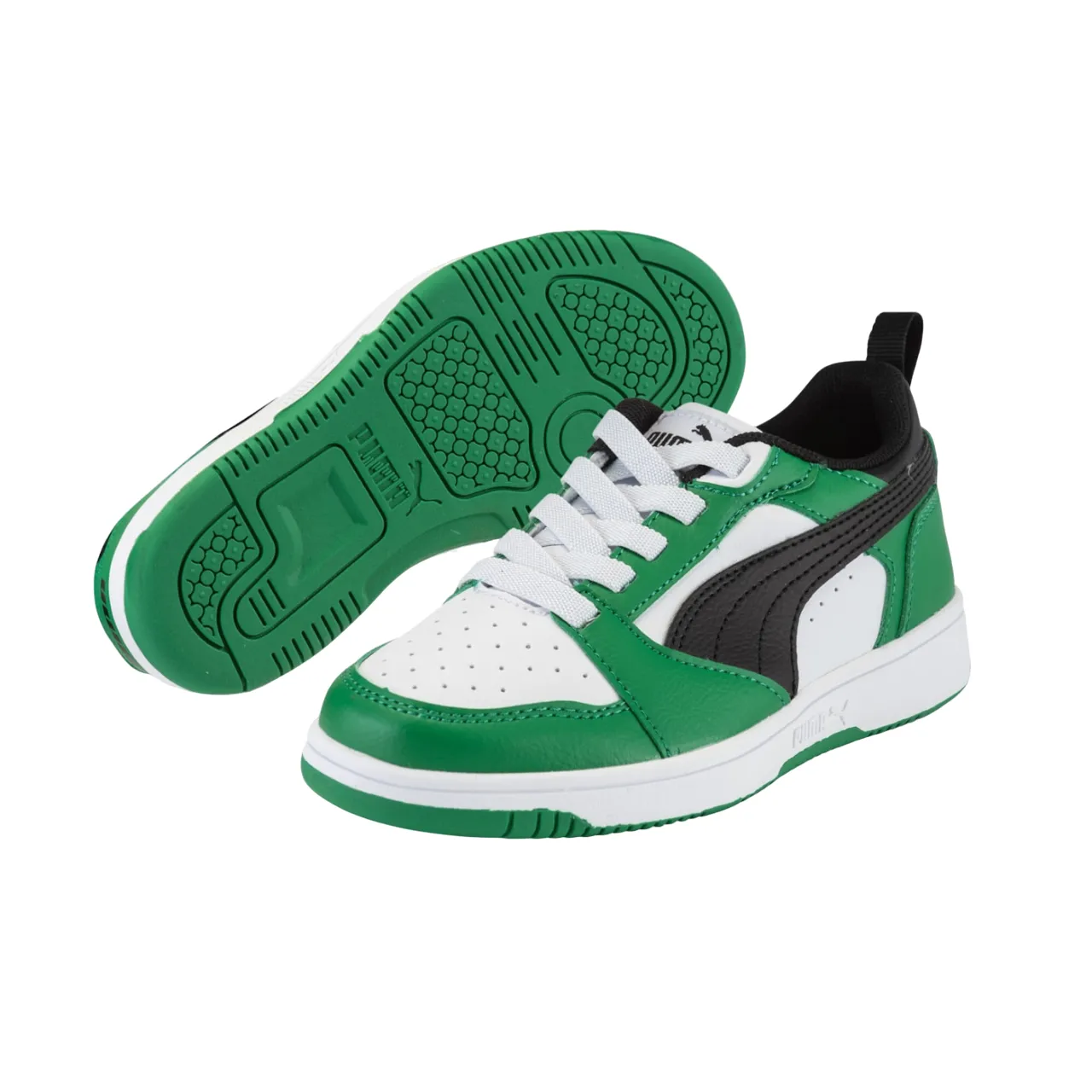 Puma Rebound v6 boys' sneakers shoe 396742-05 white-black-green