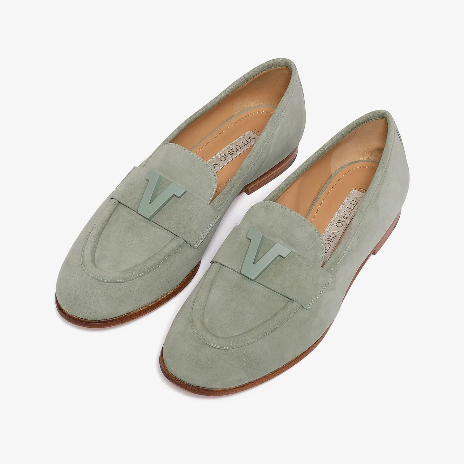 Sage green women's suede loafer