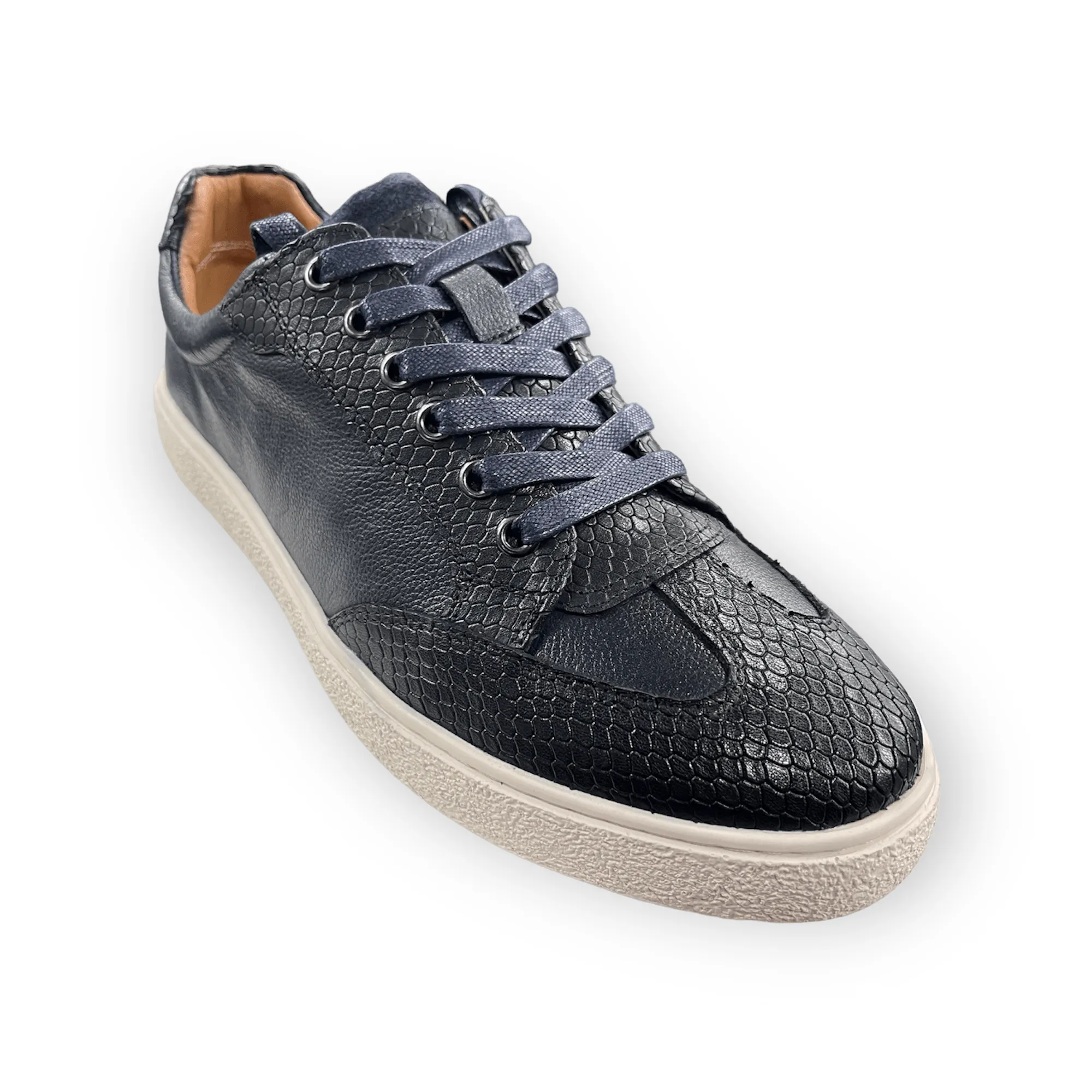 Sergio Duletti Clinton Smart Leather Trainers Navy