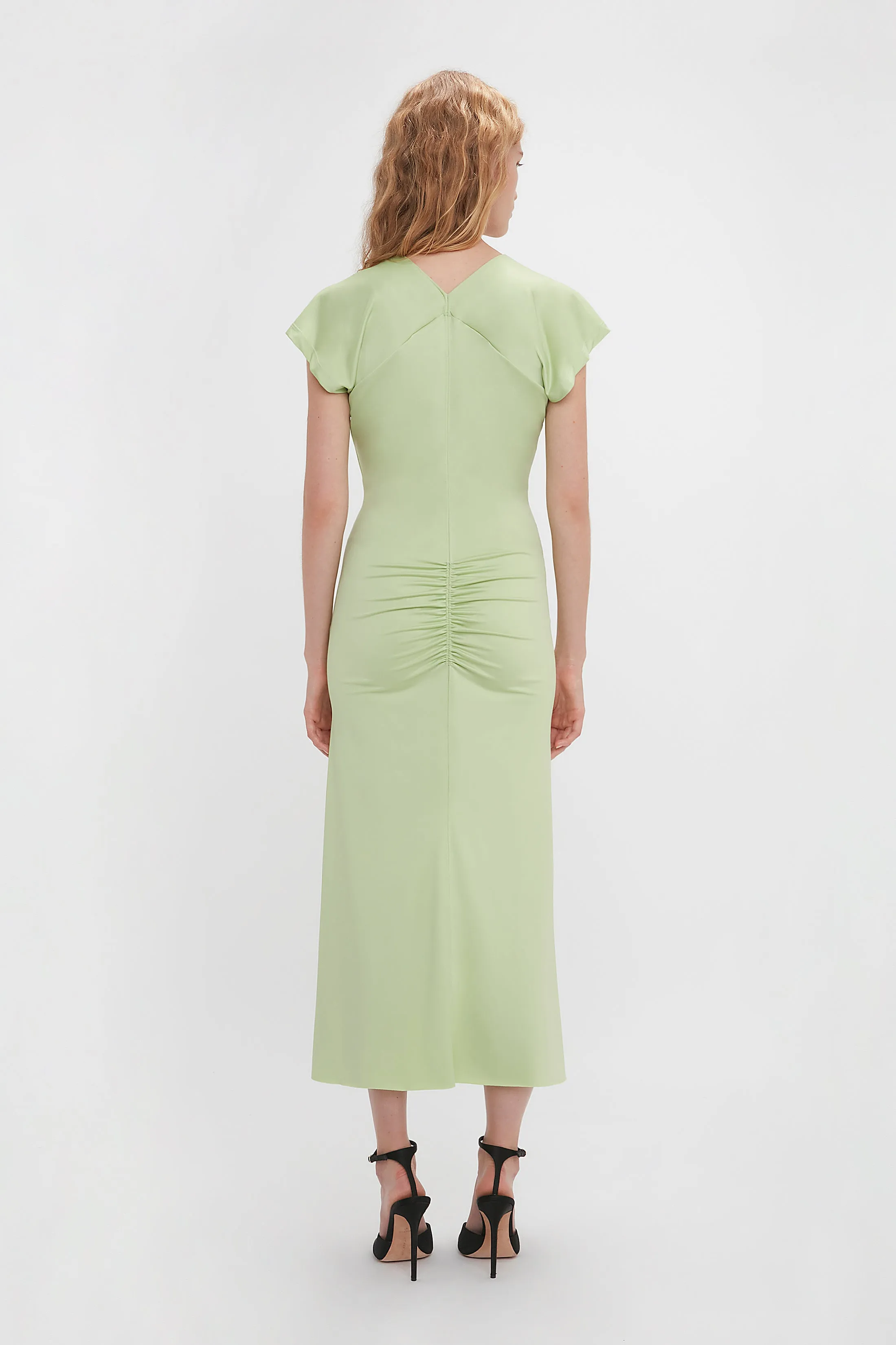 Sleeveless Rouched Jersey Dress In Pistachio