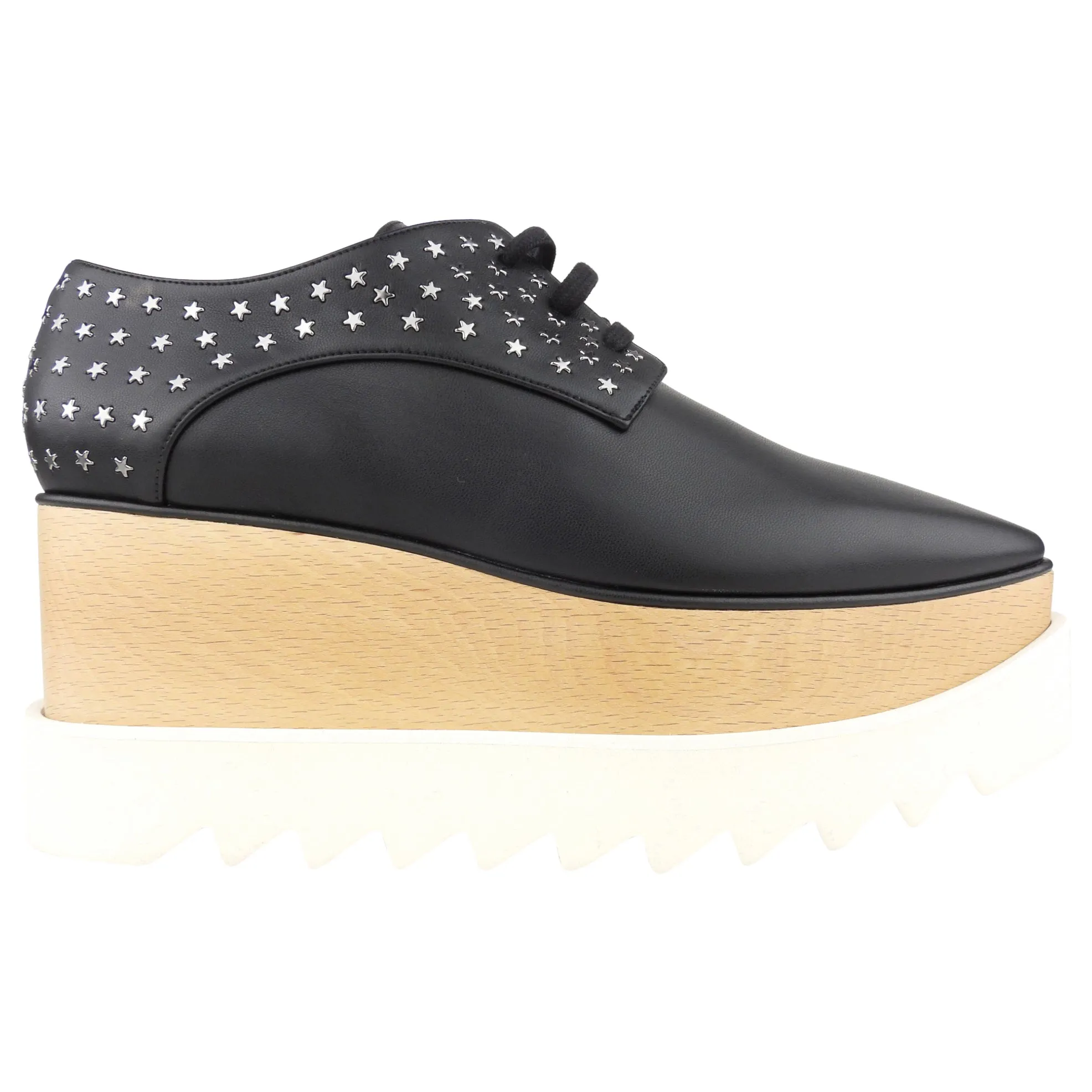 Stella McCartney Autumn '22 Black Vegan Elyse Star Studs Platform Lace Up Shoes - 37.5