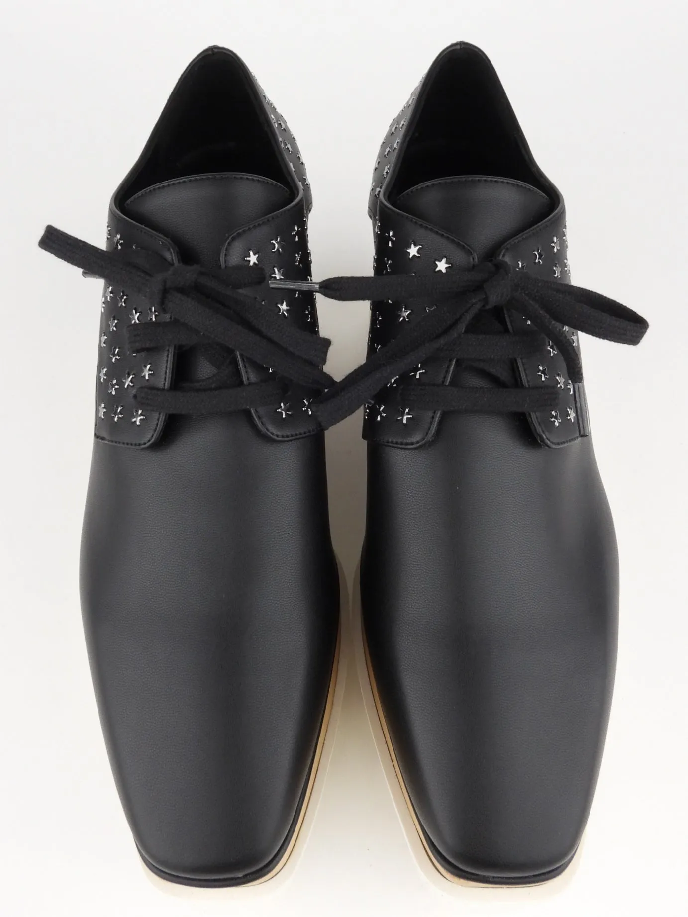 Stella McCartney Autumn '22 Black Vegan Elyse Star Studs Platform Lace Up Shoes - 37.5