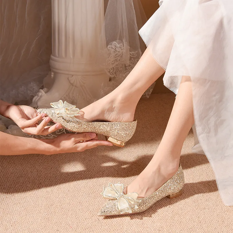 The Haren Wedding Bridal Champagne Gold Flats