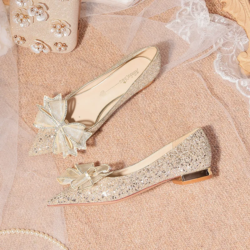 The Haren Wedding Bridal Champagne Gold Flats