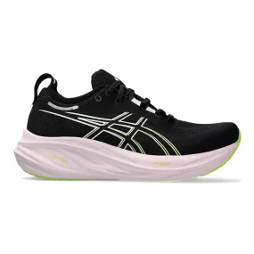 Women's ASICS GEL-Nimbus 26, Black/Neon Lime, 9 B Medium