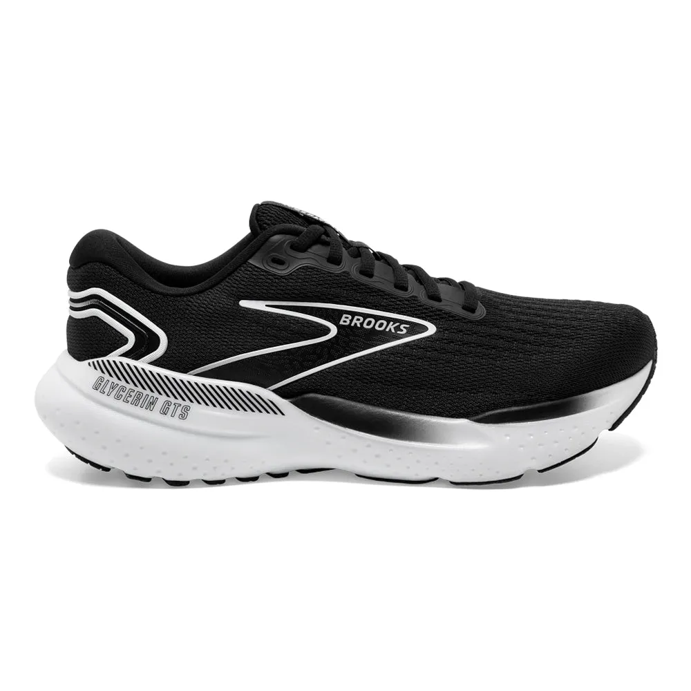 Women's Brooks Glycerin GTS 21, Black/Grey/White, 7.5 B Medium