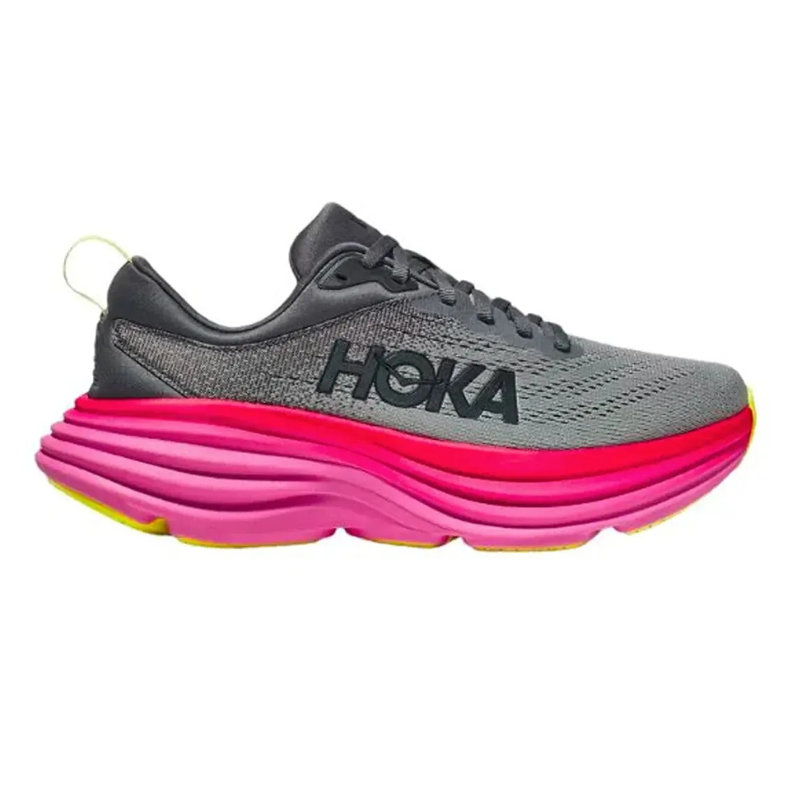 Womens Hoka Bondi 8 Running Shoes (Wide Fit) - Castlerock/Strawberry Colorway