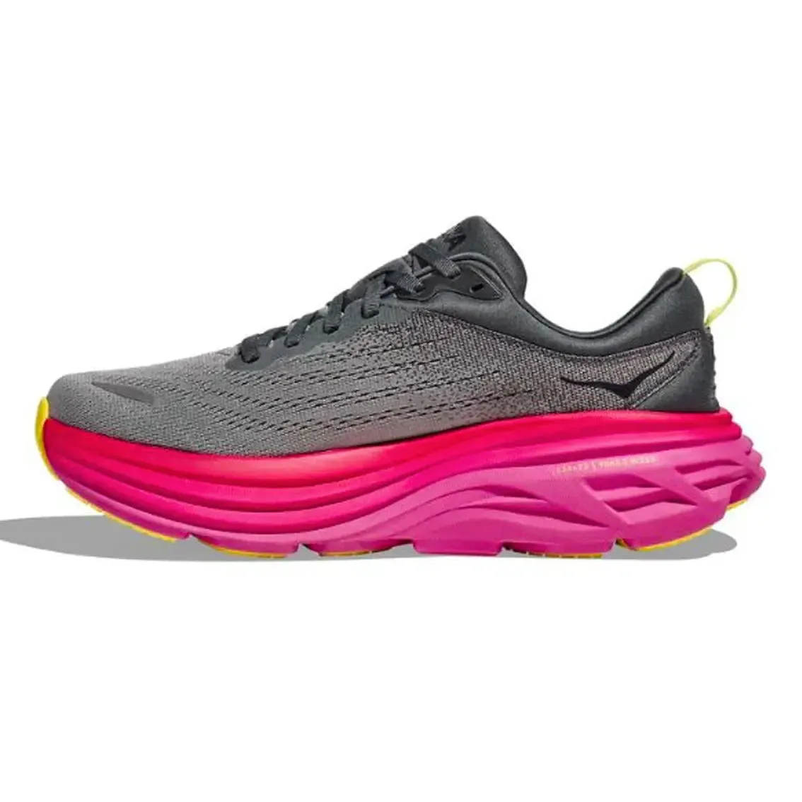 Womens Hoka Bondi 8 Running Shoes (Wide Fit) - Castlerock/Strawberry Colorway