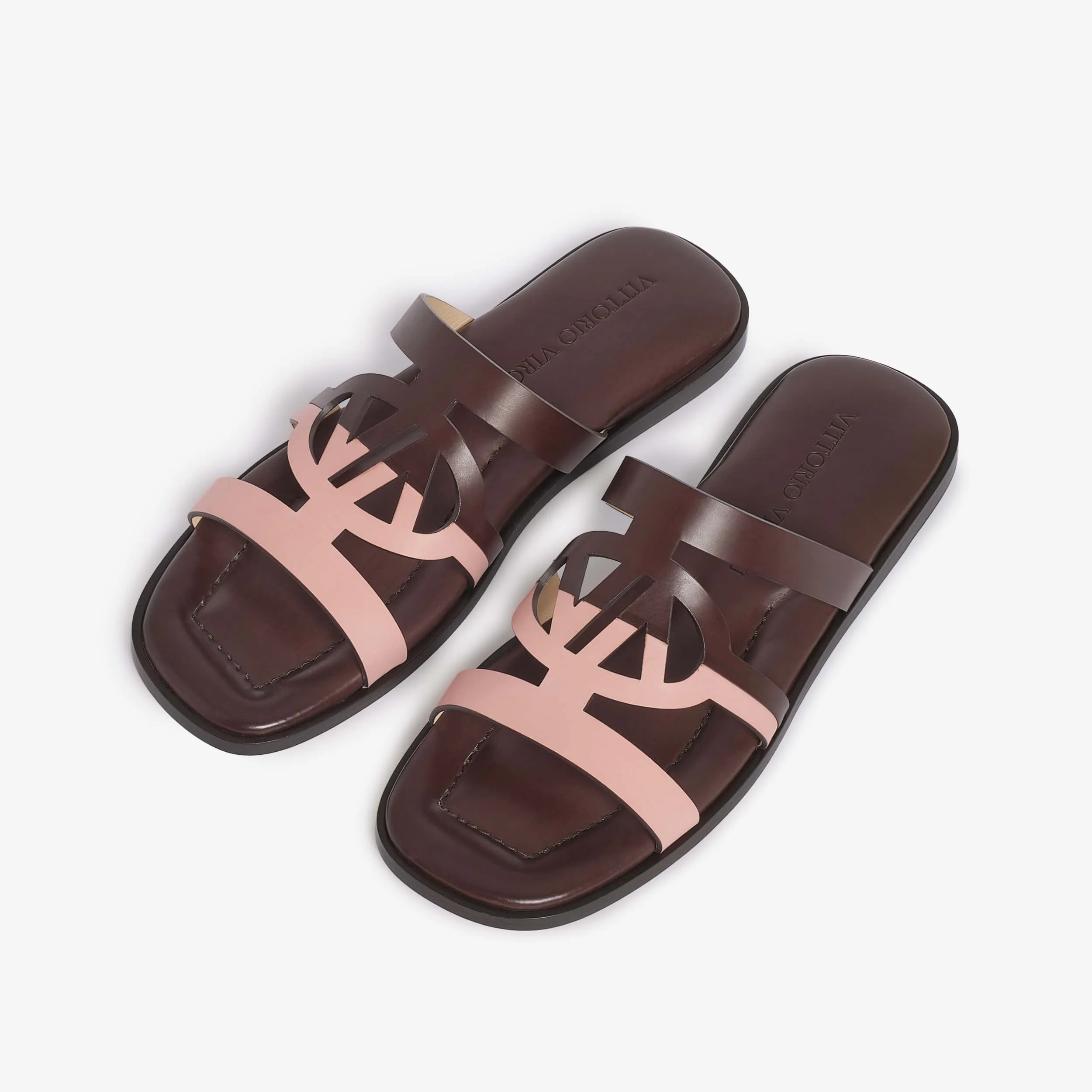 Women's leather slider sandal